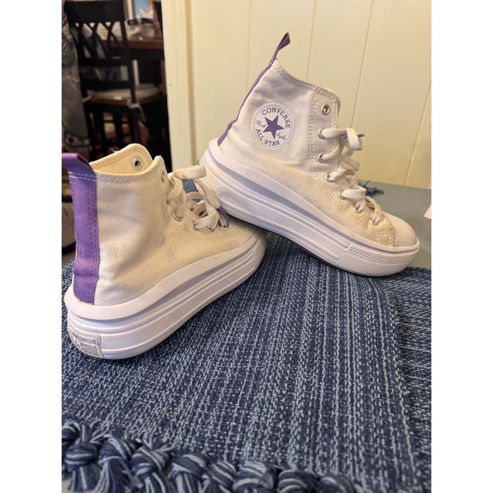 Converse Chuck Taylor All Star Move Platform High Top White Purple Youth 3